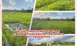 Dijual Tanah Sawah 970m Shm di Banguntapan Bantul, Yogyakarta Wa 08
