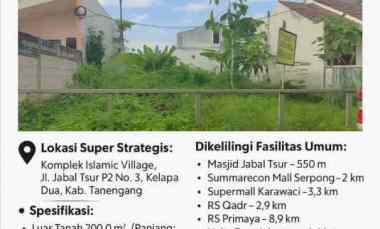 Dijual Tanah di Komplek Islamic Village jl. Jabal Tsur P2 No.3