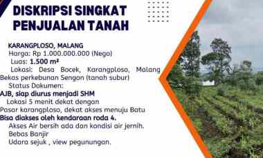 Dijual Cepat Tanah Malang dekat Pasar Karangploso Kab Malang