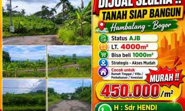 dijual tanah hambalang bogor