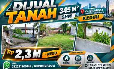 dijual tanah jalan erlangga kediri
