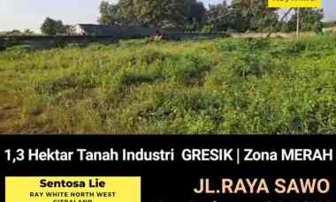 Dijual 1,3 Hektar Tanah Industri Dukun Gresik Jatim -Nol Jalan Raya