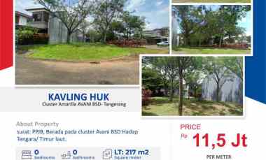 Dijual Kavling Huk Cluster Amarilla Avani BSD Tangerang