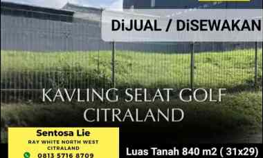 dijual tanah jalan selat golf citraland