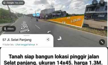 dijual tanah jalan selat panjang