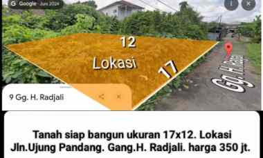 Tanah Siap Bangun Ukuran 17x12.Jln.Ujung Pandang. Gang.H. Radjali