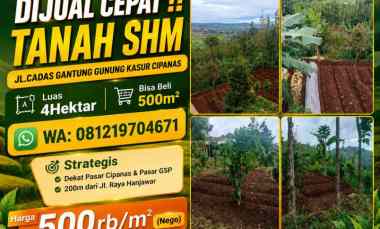 dijual tanah jl cadas gantung gunung