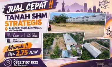 Dijual Tanah Jogja 2.900 m2, Tanah Imogiri Timur Sampangan Yogyakarta