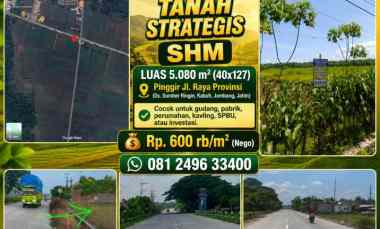 dijual tanah jl raya kabuh tapen