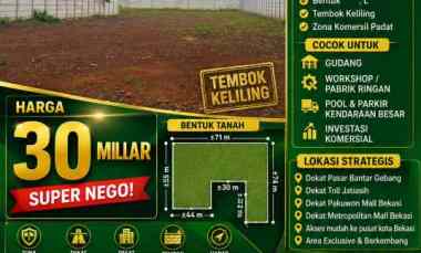 Jual Cepat BU Tanah Padat Zona Komersil di Narogong Bekasi