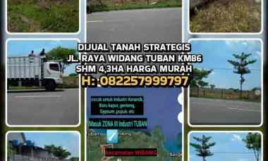 dijual tanah jl raya widang km 86 tuban