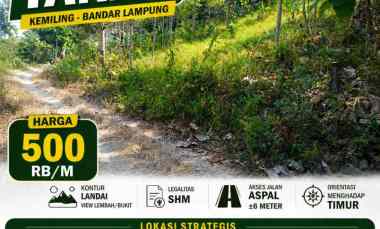 Tanah Luas 2.000 M di Kemiling View Alam Akses Aspal Shm