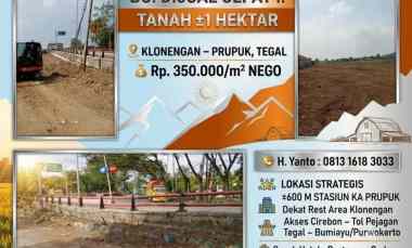 Dijual Tanah 1 Ha Klonengan Prupuk Tegal Strategis Rp350000/m Nego
