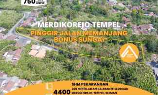 Jual Tanah Pekarangan Tempel Merdikorejo Pinggir Jalan Bonus Sungai