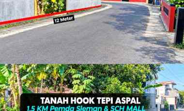 Tanah Hook Tepi Aspal di Sendangadi, Sleman 1,5 km Mall Sch Pemda S