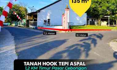 Tanah Hook Tepi Aspal di jl. Purbaya. 1,2 km ke Pasar Cebongan dekat