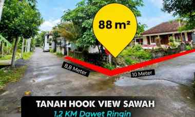 Tanah Hook View Sawah di Purwomartani, Kalasan 1,2 km Dawet Ringin Pa