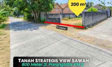 Tanah Strategis View Sawah dekat Kampus Isi, Jogja 800 meter jl. Par