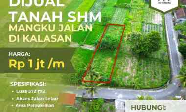 dijual tanah shm mangku jalan di selomartani kalasan