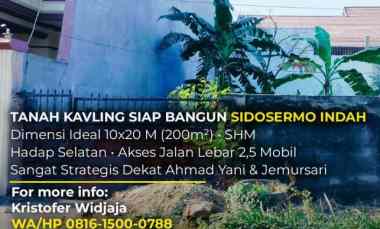 Dijual Tanah Kavling Sidosermo Indah Surabaya Hadap Selatan dekat Jemu