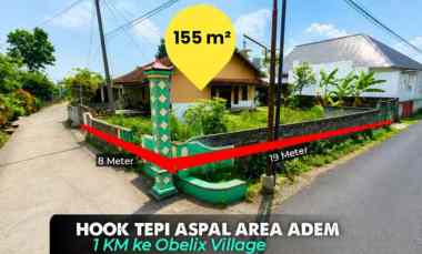 Tanah Hook Tepi Aspal Area Adem di Pendowoharjo Sleman 1 km Obeli