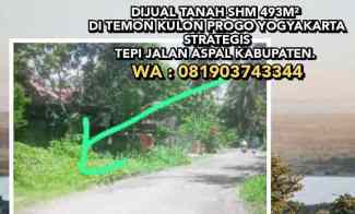Dijual Tanah Shm 493m Temon Kulon Progo Yogyakarta. Strategis Murah