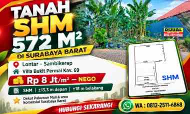 dijual tanah villa bukit permai kav 69