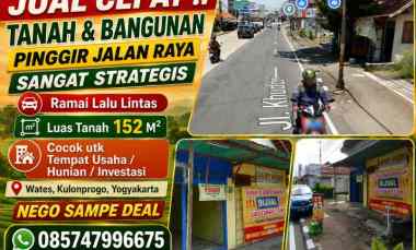 Dijual Tanah Bangunan Strategis di Wates Kulon Progo Yogyakarta