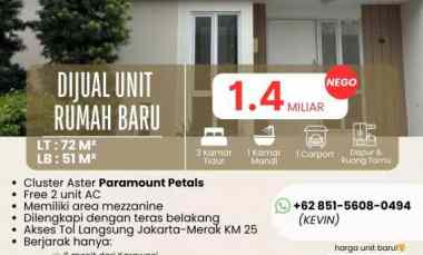 dijual unit rumah baru paramount petals