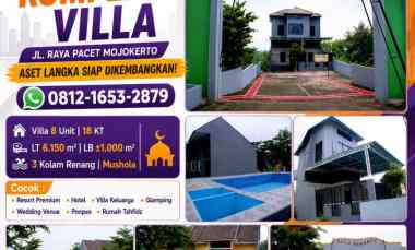 Dijual 8 Villa Luas Tanah 6.150m2 Pinggir Jalan Raya Pacet Mojokerto