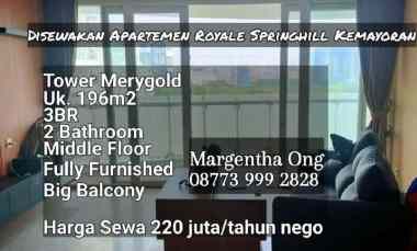 Apartemen Royale Springhill Kemayoran Tower Merygold Furnished
