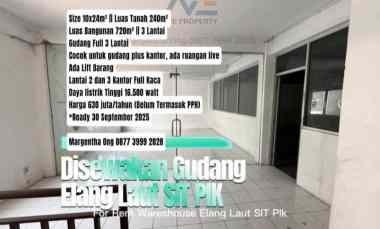 disewakan gudang elang laut sit pik 3 lantai