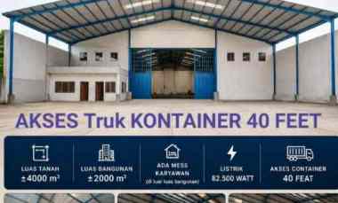 Disewakan 4000 m2 Gudang Mojokerto Jatim Akses Truk Kontainer 40 Feet