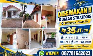 Disewakan Rumah Luas Strategis di Sinduadi, Sleman Yogyakarta, Murah