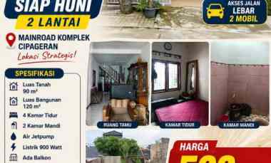 jual cepat rumah siap huni di cipageran 2 lantai