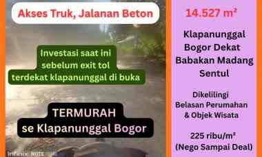 jual tanah termurah klapanunggal bogor 200 ribuan nego