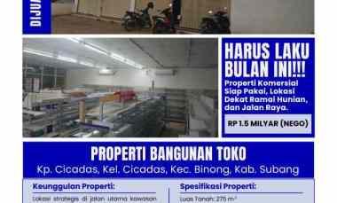 property termurah jual cepat eks indomaret subang