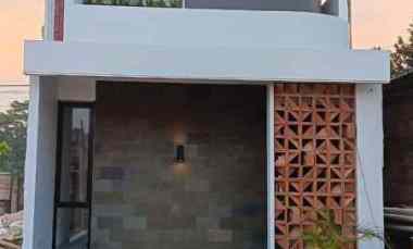 rumah 2 lantai bergaya bali industrial di tapos depok