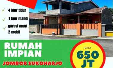 Rumah 2 Lantai Garasi Muat 2 Mobil di Jombor Sukoharjo