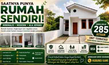 Rumah Ala Jepang Mulai 285 Jutaan, SHM Aman Bisa KPR