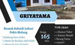 Rumah Subsidi Area Pakis 6 menit ke Wisata Wendit Griyatama