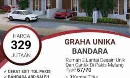 Rumah Baru 2 Lantai Graha Unika 300 Jutaan dekat Bandara Pakis Malang