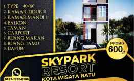 Rumah Villa Murah di Skypark Resort Kawasan Wisata Kota Batu