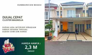 Rumah Dijual Cepat Cluster Magnolia Summarecon Bekasi