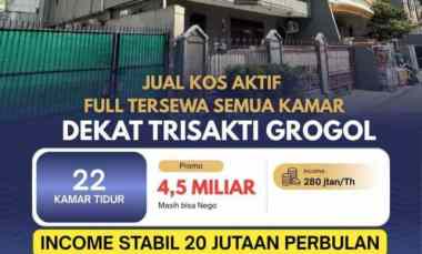 rumah kost dijual di grogol sudah full terisi