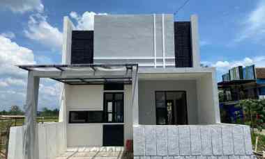 gambar rumah milenial view pesawahan