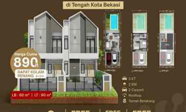 rumah murah 2 5lt bonus kolam renang di kota bekasi