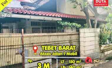 Dijual Rumah Tebet Hitung Tanah Lokasi Premium Nyaman Jalan 1 Mobil