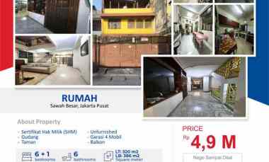 rumah unfurnished shm sawah besar jakarta pusat