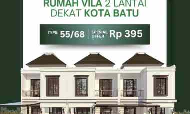 rumah vila 2 lantai dekat kota batu di karangploso